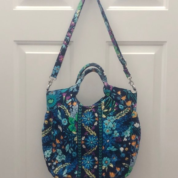 Vera Bradley Handbags - Vera Bradley Bags Midnight Blues Pattern Tote Handbag Large Removeable Strap